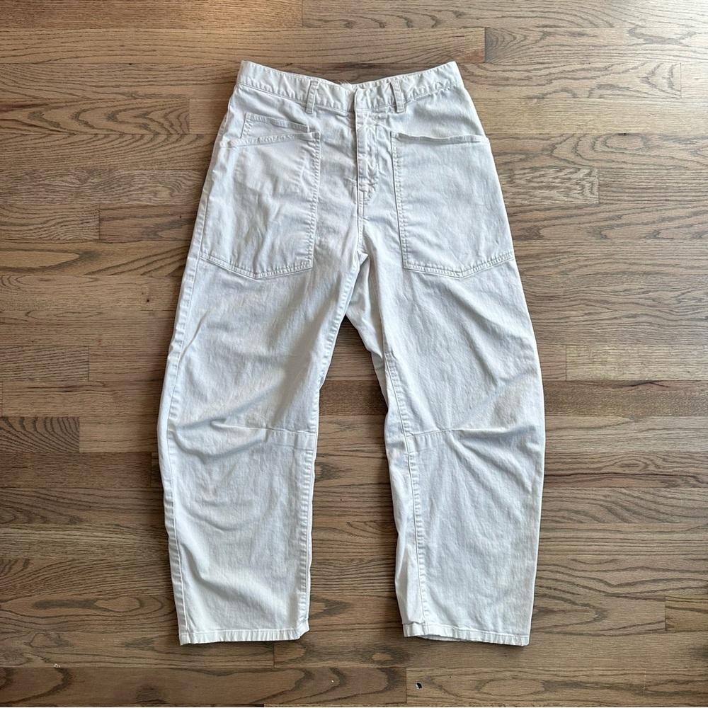 Nili Lotan Women's Shon Cotton Twill Barrel Leg Pants Ivory